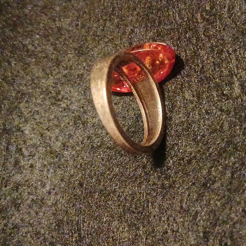 Silver Amber Ring - image 3